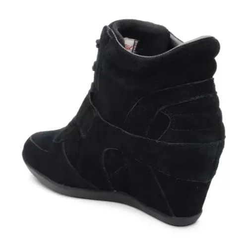 ASH Bowie Suede Wedge Sneakers | Shoes Black/Black/Black Sale