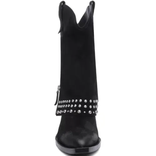 ASH Djangles Studded Western Boots | Fold Over Boots | Black Best