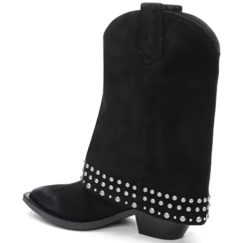 ASH Djangles Studded Western Boots | Fold Over Boots | Black Best