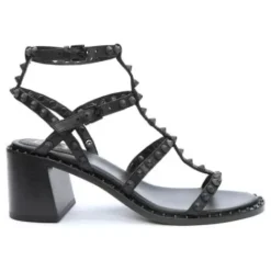 ASH Jen Bis Studded Block Heel Sandals | Shoes Black/Black Hot