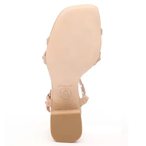 ASH Jody Bis Tonal Studded Block Heel Sandal Skin/Skin Online