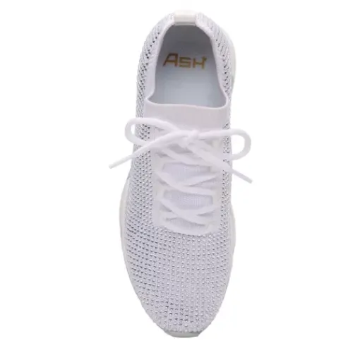 ASH Lucky Strass Embellished Knit Trainer White Cheap