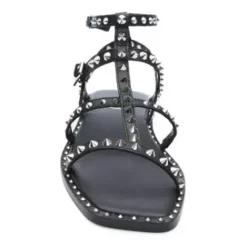 ASH Maeva Studded Square Toe Flat Sandals | Black Outlet