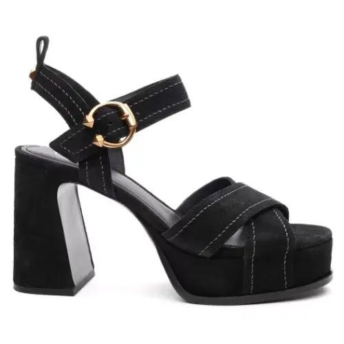 ASH Melany Suede Platform Sandals | Suede Heels | Black New