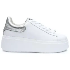 ASH Moby Metallic Platform Sneaker White/Silver Flash Sale