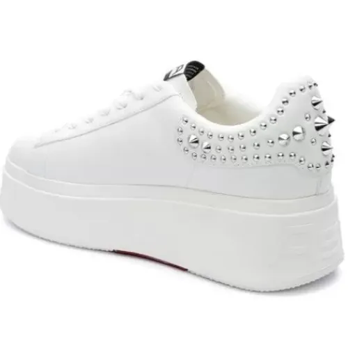 ASH Moby Studs Platform Studded Sneaker White/White/Silver Fashion