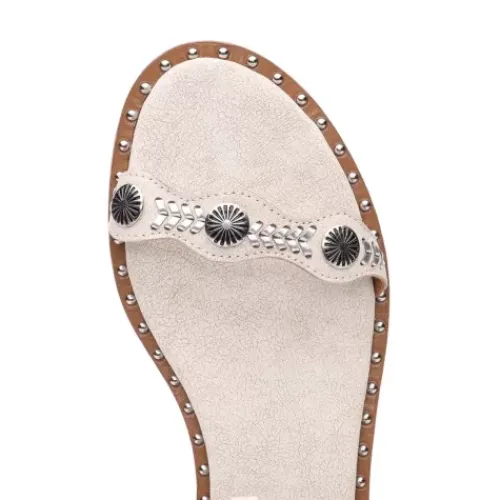 ASH Paquito Fringe Sandals | Flat Sandals With Fringe | Beige-White/Cinnamon Cheap