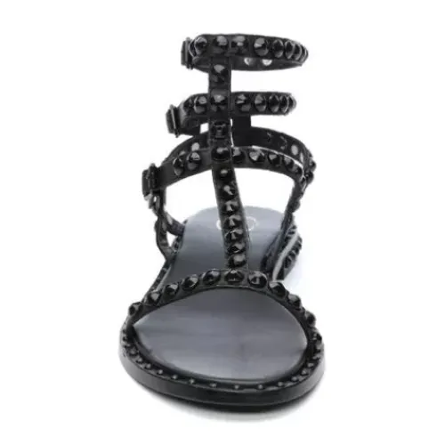 ASH Play Bis Tonal-Studded Flat Sandal Black/Black Store