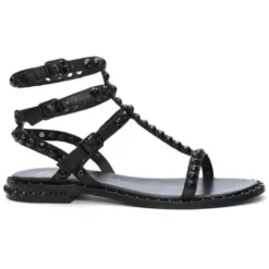 ASH Play Bis Tonal-Studded Flat Sandal Black/Black Store