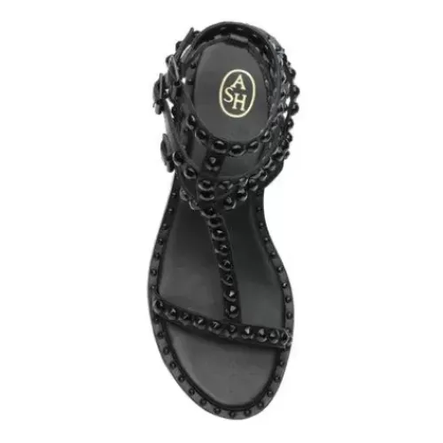 ASH Play Bis Tonal-Studded Flat Sandal Black/Black Store