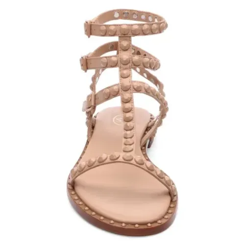ASH Play Bis Tonal-Studded Flat Sandal Black/Black Store