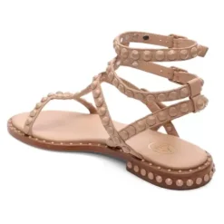 ASH Play Bis Tonal-Studded Flat Sandal Black/Black Store