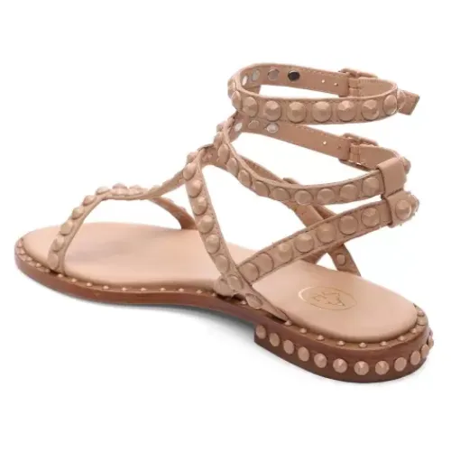 ASH Play Bis Tonal-Studded Flat Sandal Black/Black Store
