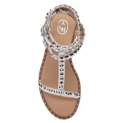ASH Play Metallic Studded Flat Sandal Silver Shop