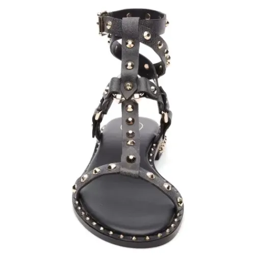 ASH Pulp Flat Studded Gladiator Sandals | Women's | Black/Beige Cheap