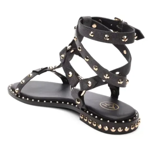 ASH Pulp Flat Studded Gladiator Sandals | Women's | Black/Beige Cheap