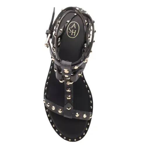 ASH Pulp Flat Studded Gladiator Sandals | Women's | Black/Beige Cheap