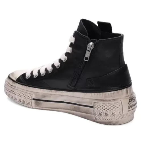 ASH Rage Lace-Up Leather Hightop Sneakers | Black Discount