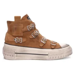ASH Rainbow Suede Buckle Hightop Sneaker GoldenBrown Cheap